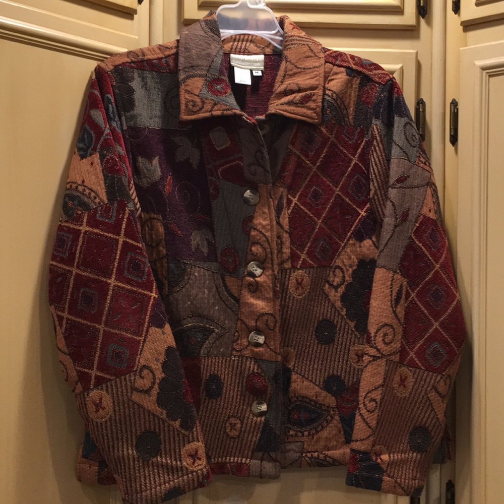 Coldwater Creek tapestry collar L/S jacket